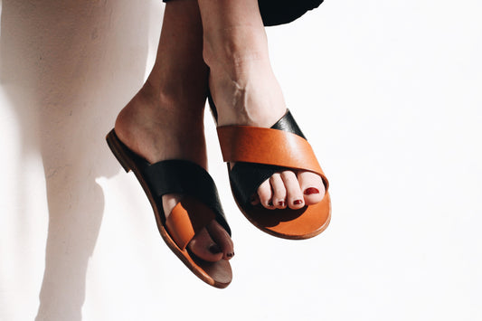 Double Trouble - Camel Sole - Cross Sandals
