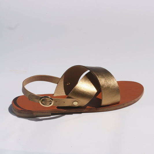 Goldy - Camel Sole - Slingback Cross Sandals
