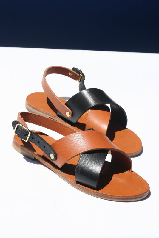 sandales cuir bicolores pour femme