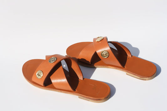 Rich Girl - Camel Sole - Cross Sandals