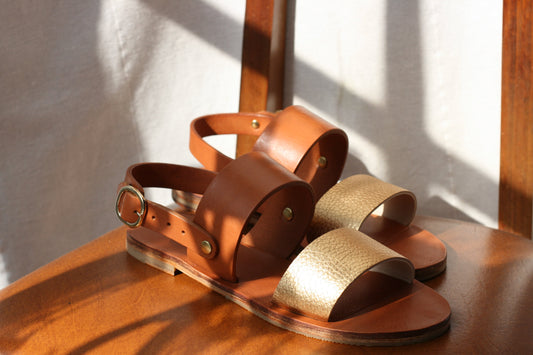 Golden Bling - Slingback Two-Strap Sandals