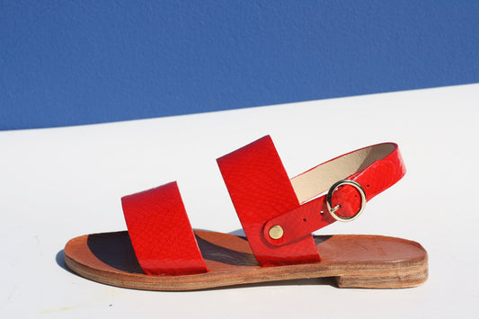 Red Lipstick - Slingback Two-Strap Sandals