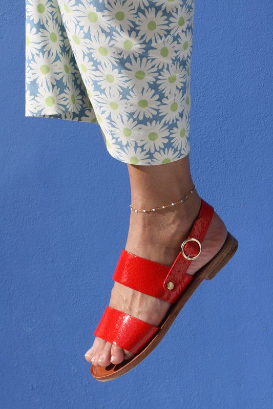 Red Lipstick - Slingback Two-Strap Sandals