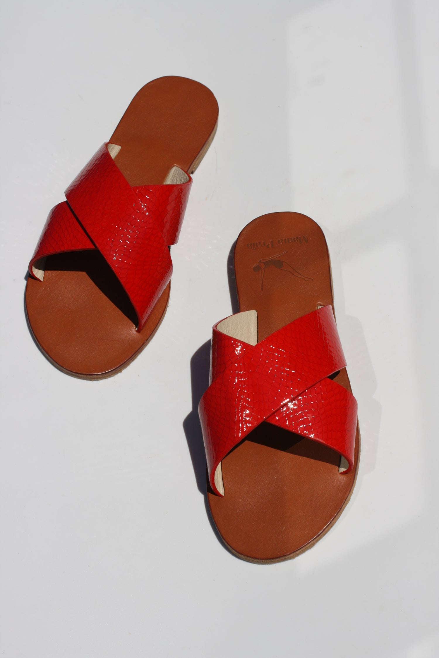 sandales femmes rouge vernies