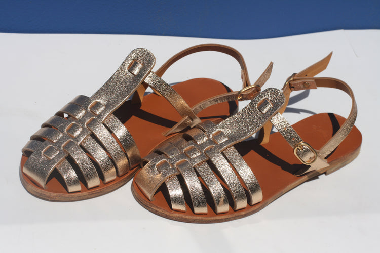 Gold leather jellyfish sandals for women – Mama Praïa