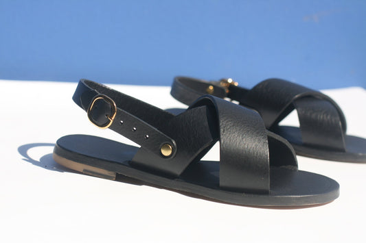 All Black - Sandales Slingback Cross