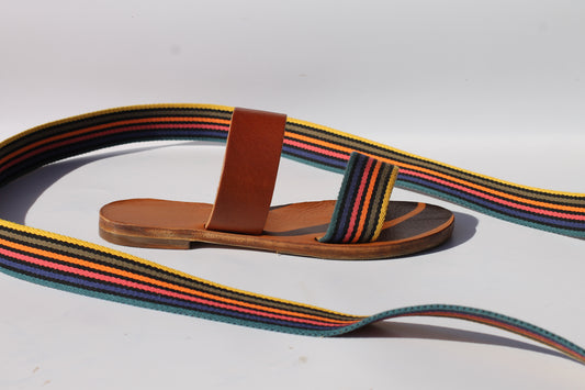Camel & Stripes - Camel Sole - Two-Strap Sandals