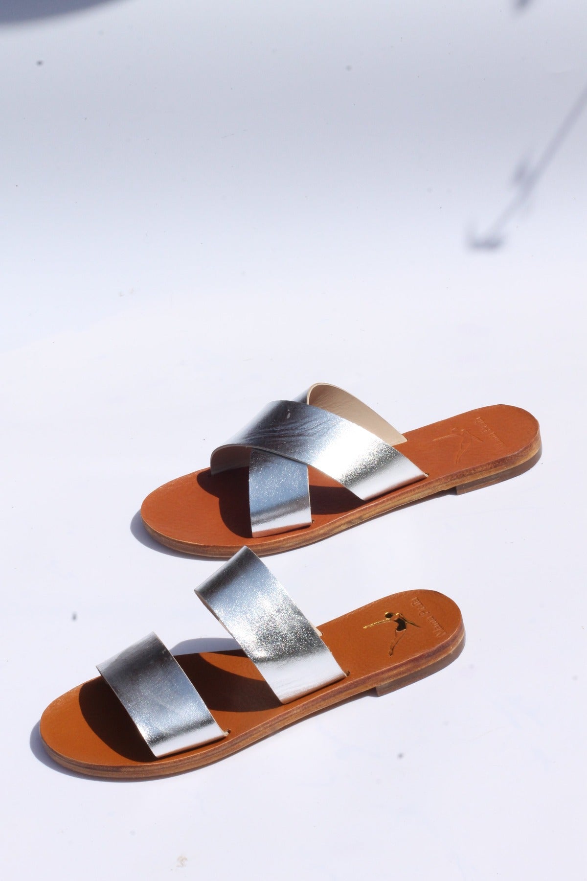 sandales en cuir argent