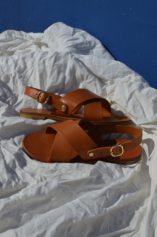 Camel - Camel Sole - Slingback Cross Sandals