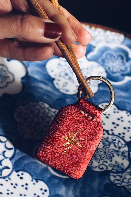 Lunar Red + Goldy Palm Tree - Porte-clés