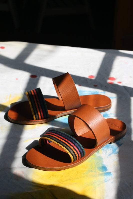 Camel & Stripes - Camel Sole - Two-Strap Sandals